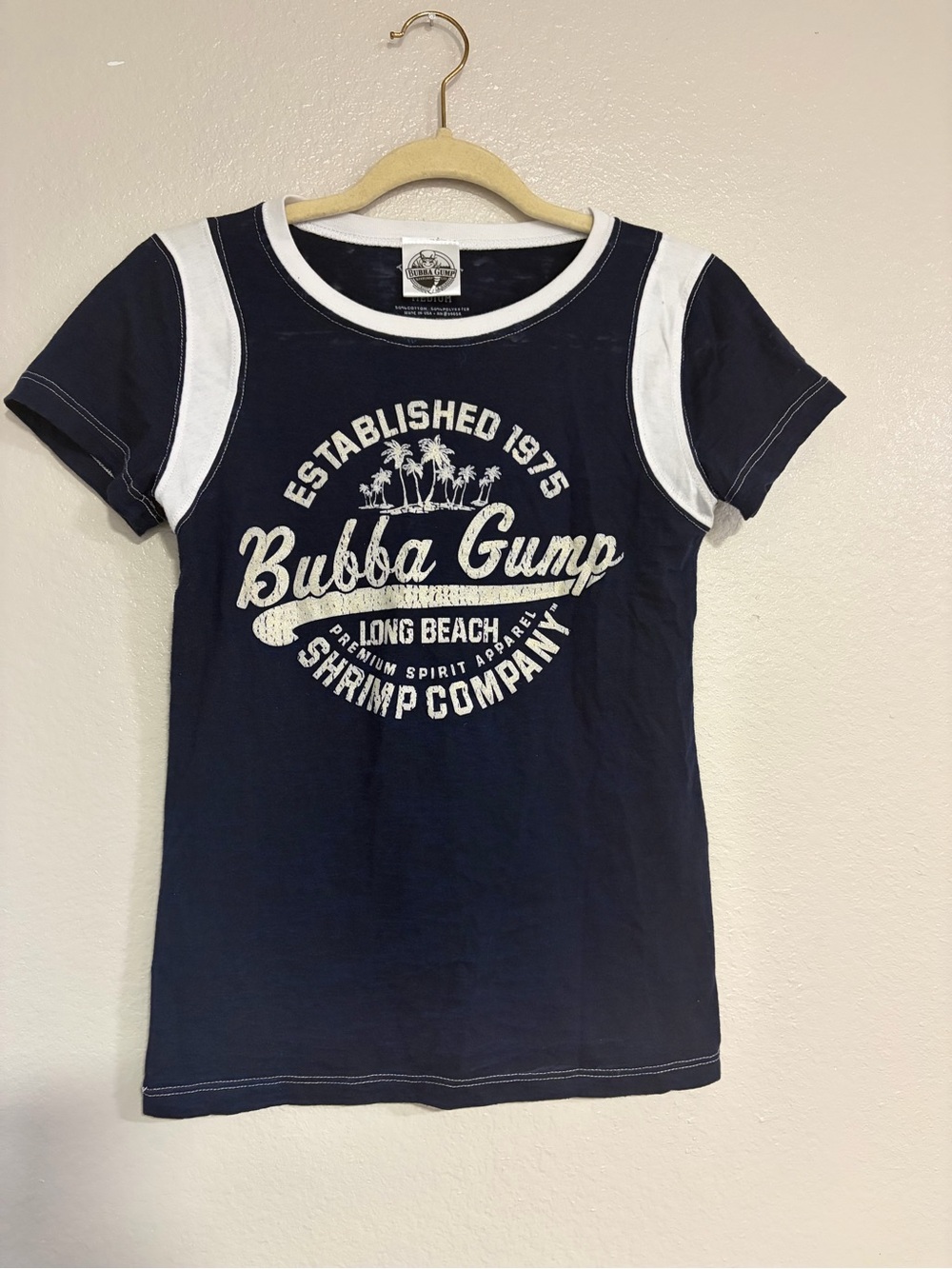 Bubba Gump Navy Short Sleeve Graphic Tee with White Accents
